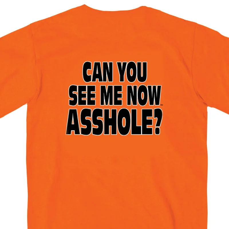 Modern Menswear Hot Leathers GMD1090 Mens 'Can You See Me Now A***' Safety Orange T-Shirt