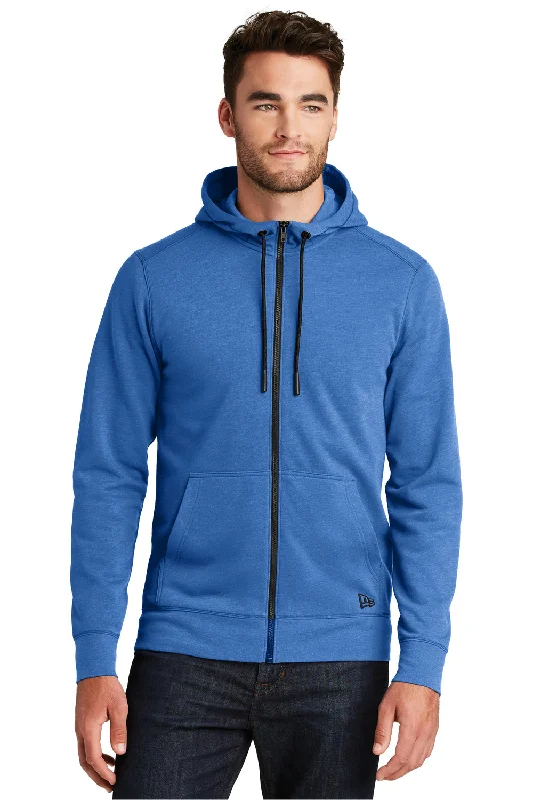 Cool Hoodies New Era Mens Fleece Full Zip Hooded Sweatshirt Hoodie w/ Pockets - Heather Royal Blue