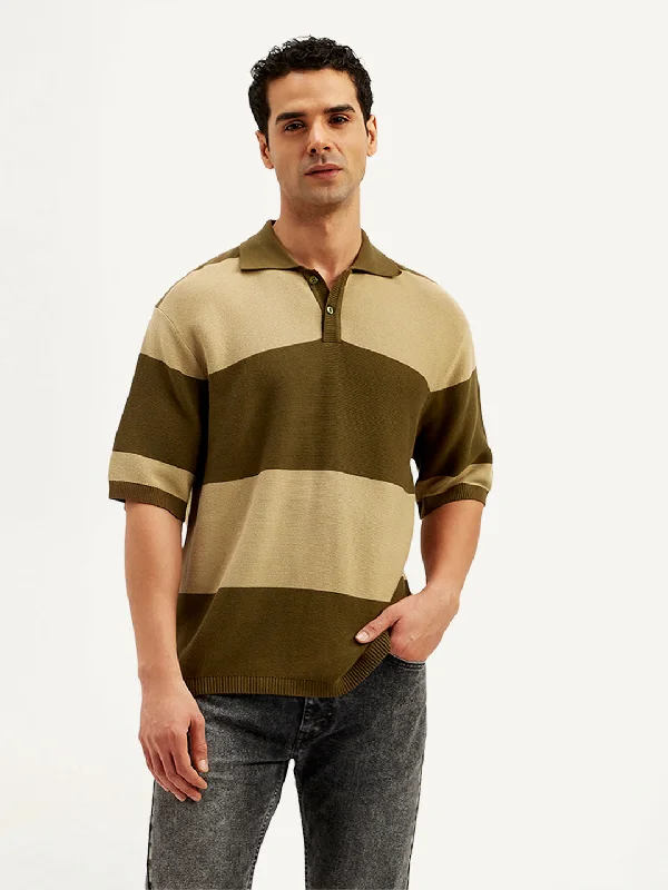 Quilted Jackets Men's Colorblock Loose Fit Polo T-Shirt