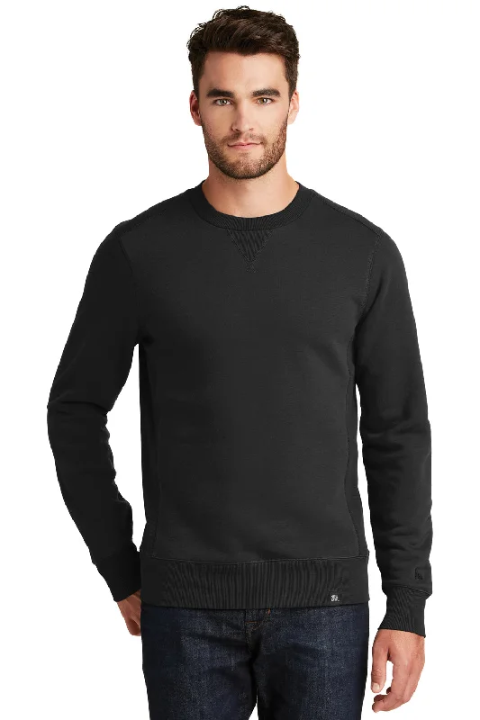 Fashion Vests New Era Mens Sueded French Terry Crewneck Sweatshirt - Black