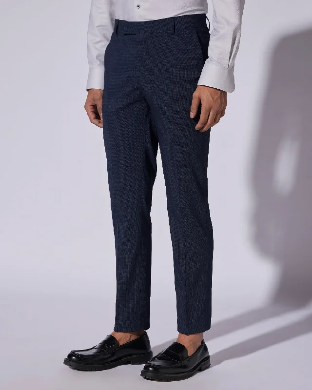 Street-inspired Apollo Stretch Checked Dress Pants - Navy