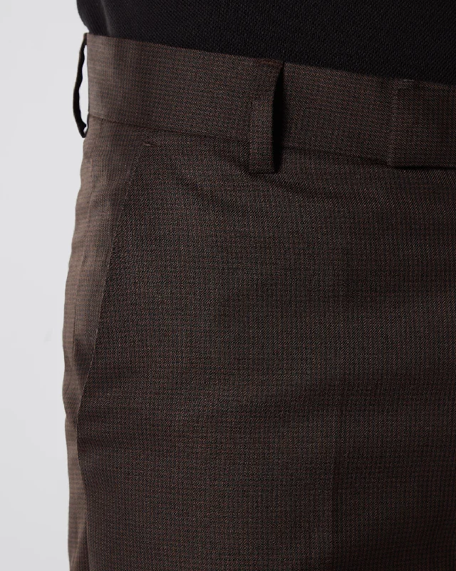 Polo Shirts Prime Blended Wool Houndstooth Dress Pants - Brown