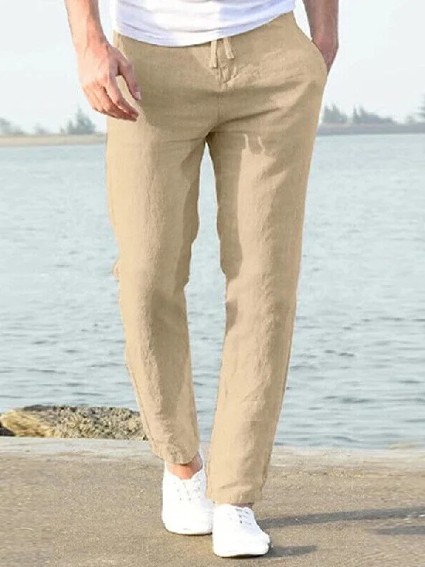 Cargo Pants Casual Loose Solid Color Lacing Elastic Waist Pants