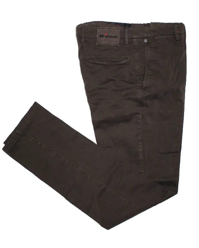 Relaxed Trousers Kiton Casual Pants Dark Brown 5 Pocket Slim Fit 32