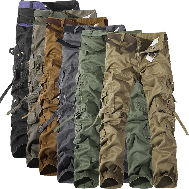 Statement Jackets Men's Multi-pocket Cargo Pants Washed Hot Sale