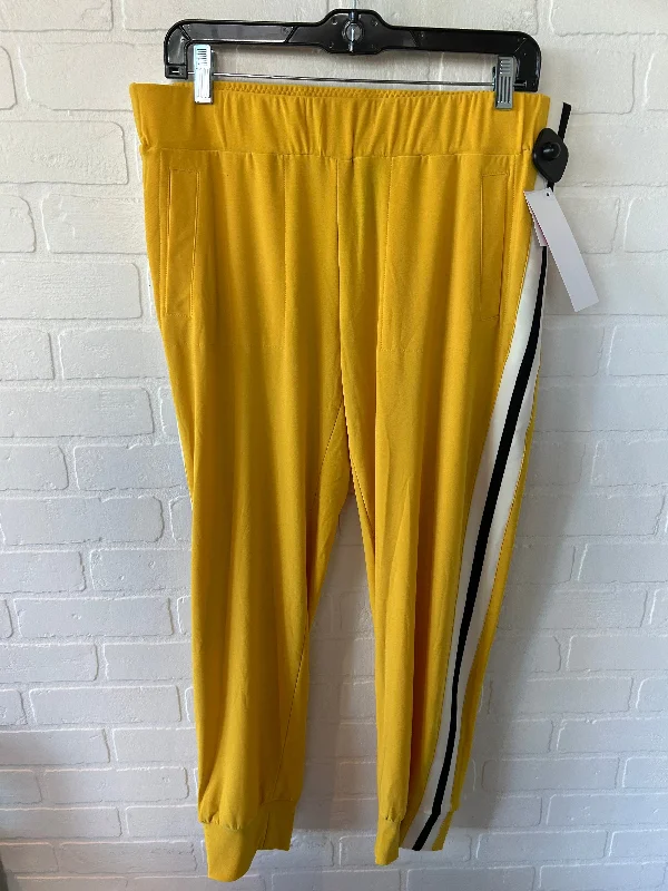 Designer Outerwear Pants Joggers By Norma Kamali In Yellow, Size: 12