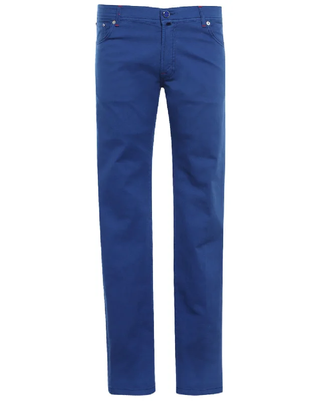 Casual Shirts High Blue Cotton Blend Slim Fit Chino Pant