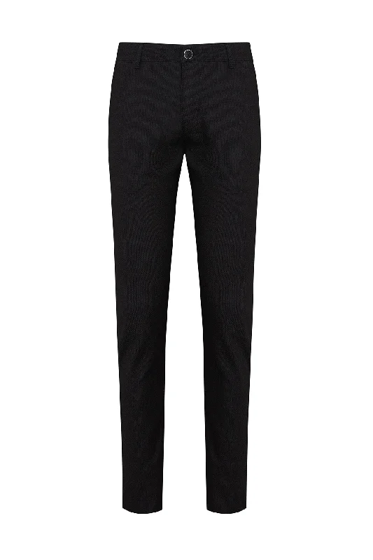 Casual Footwear Slim Fit Black Side Pocket Low Waist Cotton Casual Pants