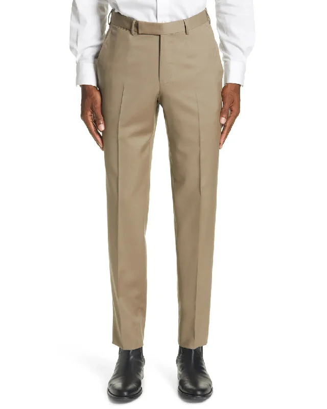 Monochrome Style Taupe Micronosphere Wool Dress Pant