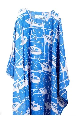 Casual Coats Bloke Boat print Poncho Dress