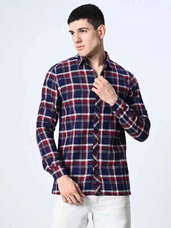 Street Graphic Tees Blue Checks Full Sleeve Shirt