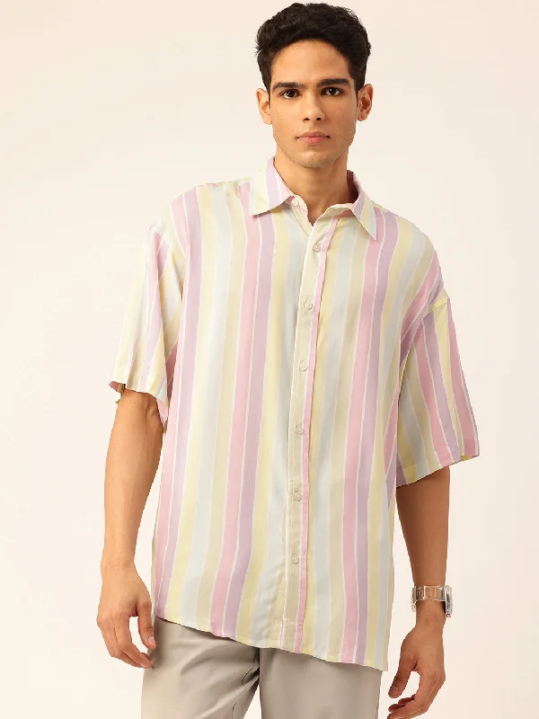 Slim-fit Jeans Standard Striped Casual Men's Shirt