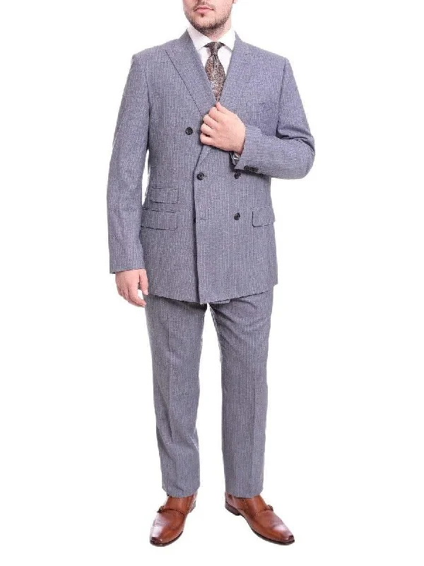 Track Pants Blujacket Classic Fit Blue With Tan Pinstripe Double Breasted Reda Wool Suit