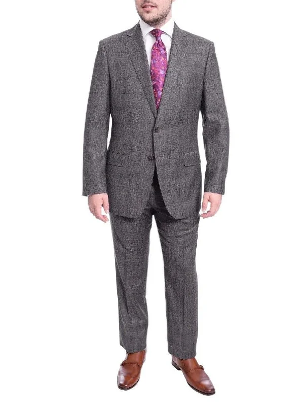 Layered Outfits Blujacket Classic Fit Gray Plaid Windowpane Two Button Reda Wool Suit