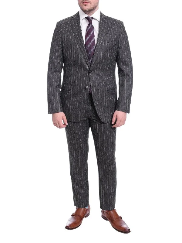 Slim-fit Jeans Blujacket Slim Fit Gray Chalk Stripe Two Button Half Canvassed Vbc Wool Suit