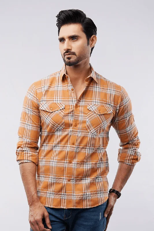 Button-down Shirts Check Shirt - Orange & White