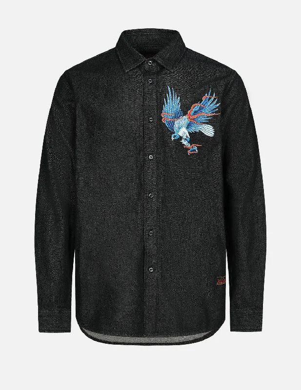 Activewear Gear Eagle and Seagull Embroidery Denim Shirt