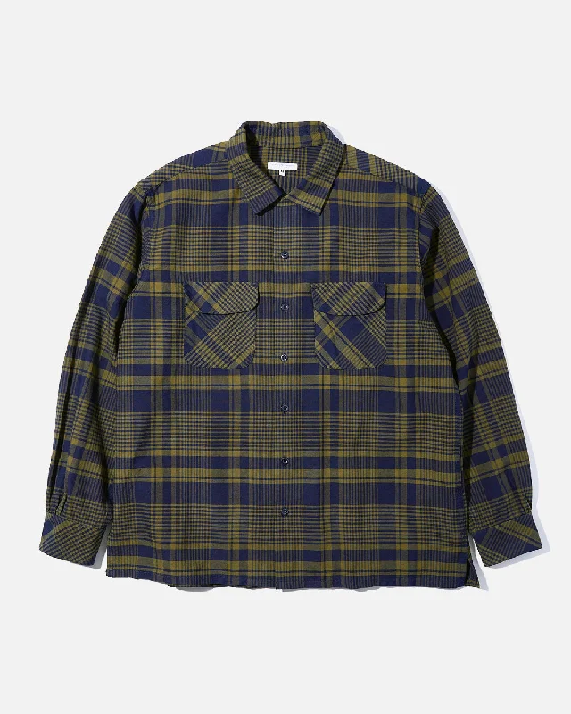 Fashion Sneakers Classic Shirt - Navy/Olive Cotton Plaid