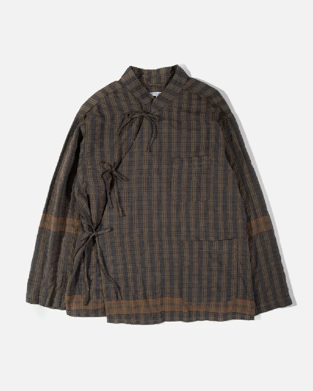 Preppy Style Tibet Shirt - Olive Seersucker