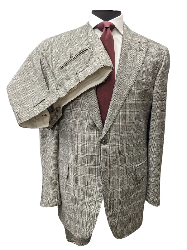 Warm Cardigans Luigi Bianchi Montova Mens Gray Plaid 44L Classic Fit Wool Cashmere 2 Piece Suit