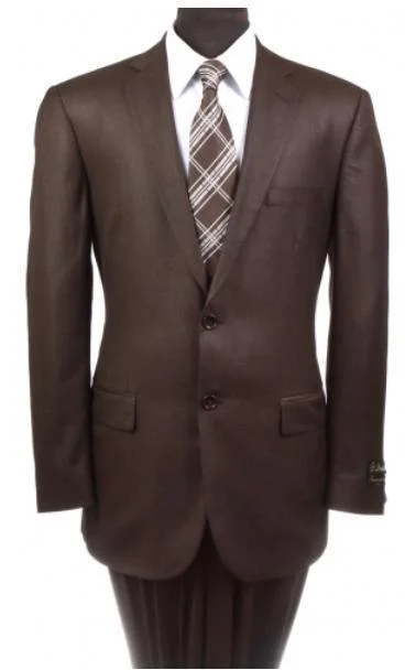 Fashion Accessories Men's  2-PC Wool Suit Regular Fit-Brown