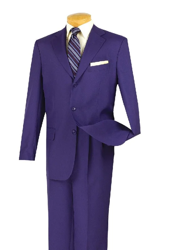 Formal Wear Men's Basic Two Piece, 3 buttons Suit Color Purple