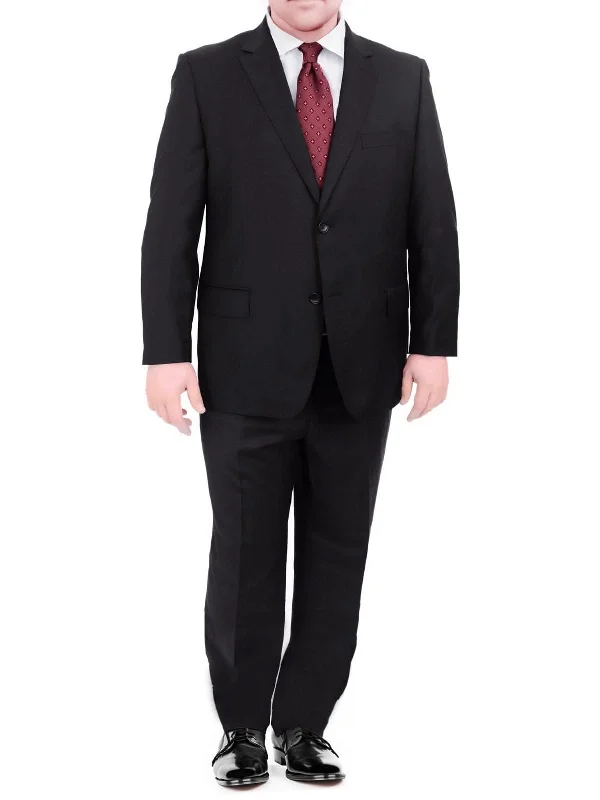 Tailored Trousers Men's Sartoria Mazara Portly Fit Executive Cut Black Two Button Wool Suit