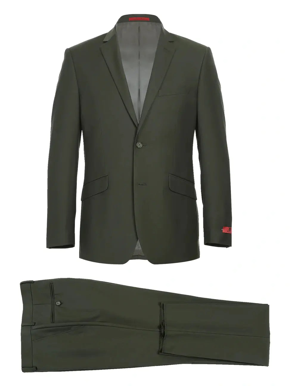 Leather Jackets Men's Raphael Slim Fit Olive Green Two Button 2 Piece Formal Suit