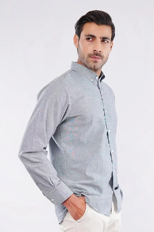 Warm Cardigans Oxford Shirt - Light Grey