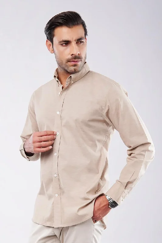 Fashion Vests Oxford Shirt - Sand Brown