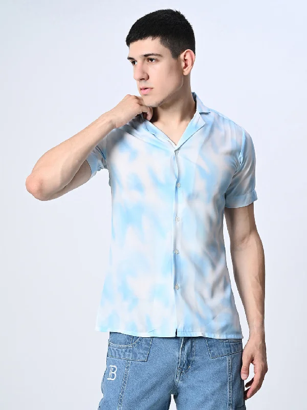 Athletic Shorts Blue Tie Dye printed Full Sleeve Shirt