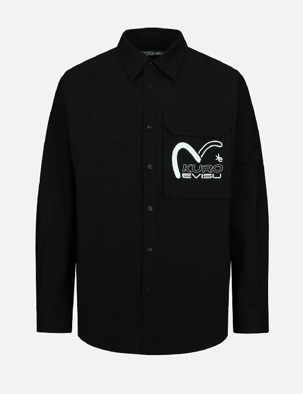 Streetwear Fashion Seagull and Logo Print Oxford Shirt