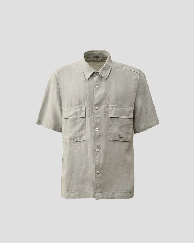 Relaxed Shirts Linen Short Sleeve Shirt - Drizzle grey