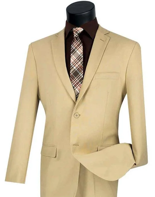 Summer Fashion Slim Fit 2 Piece Suit, Beige