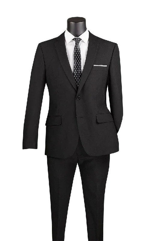 Designer Pants Black Slim Fit 2 Piece Suit