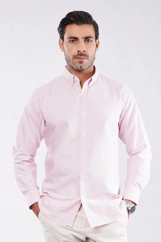 Quilted Jackets Striped Shirt - Pink