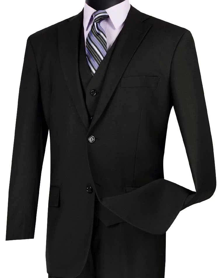 Casual Jackets Black Three Piece Classic Fit Suit