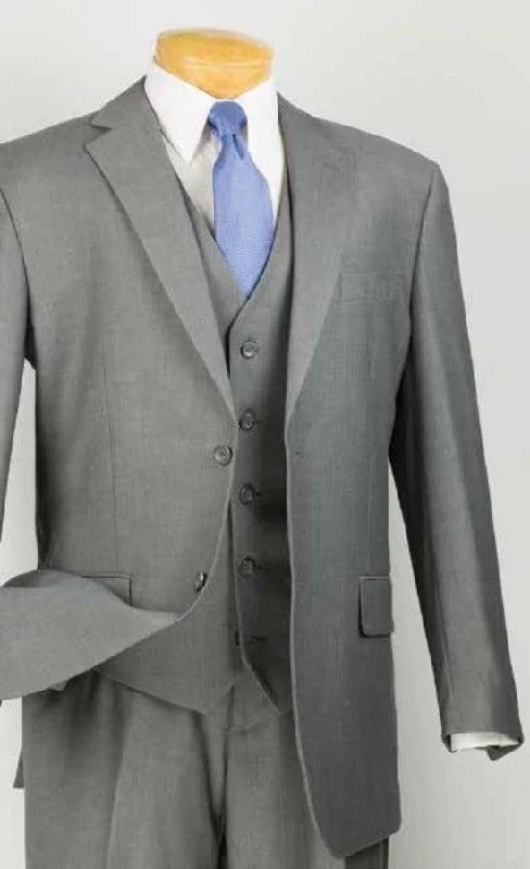 Winter Coats Three Piece Classic Fit Vested Suit Color Medium Gray