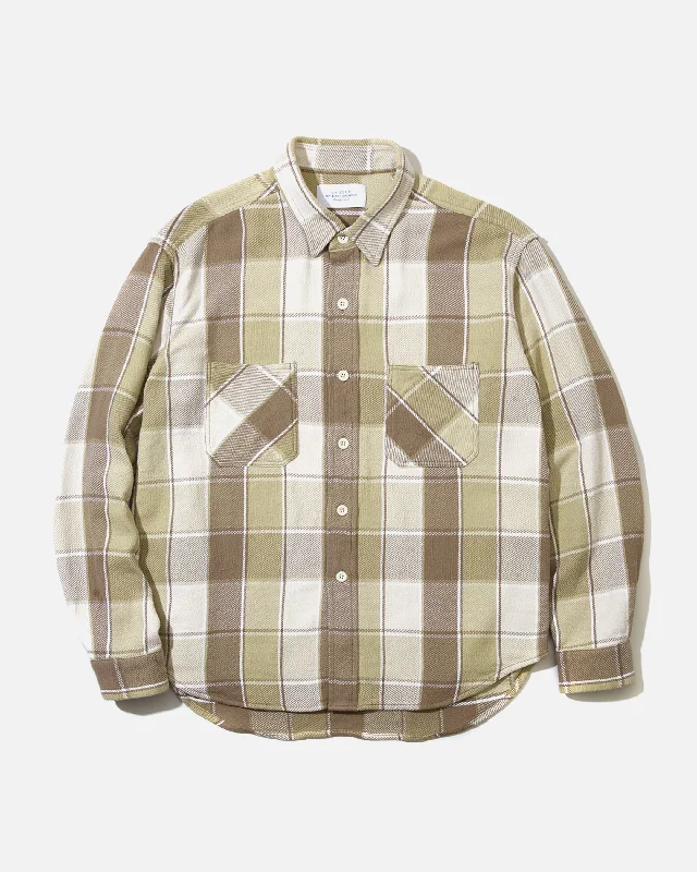 Denim Shirts US2402 Longsleeve Check Shirt - Beige